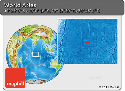 Physical Location Map of the Area around 10° 17' 43" S, 78° 16' 30" E
