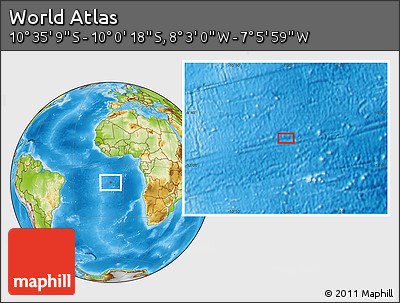 Physical Location Map of the Area around 10° 17' 43" S, 7° 34' 30" W