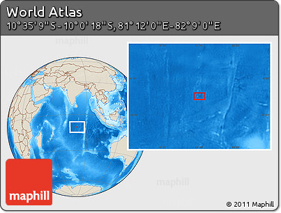 Shaded Relief Location Map of the Area around 10° 17' 43" S, 81° 40' 30" E
