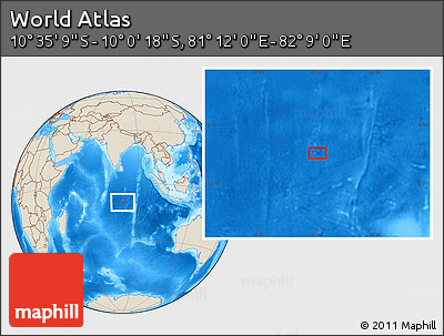 Shaded Relief Location Map of the Area around 10° 17' 43" S, 81° 40' 30" E