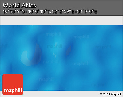 Physical 3D Map of the Area around 10° 17' 43" S, 82° 31' 30" E