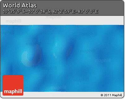 Physical 3D Map of the Area around 10° 17' 43" S, 82° 31' 30" E