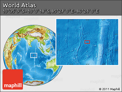 Physical Location Map of the Area around 10° 17' 43" S, 85° 55' 30" E