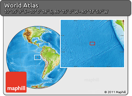 Physical Location Map of the Area around 10° 17' 43" S, 85° 46' 30" W