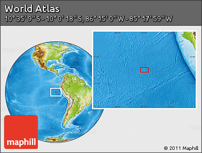 Physical Location Map of the Area around 10° 17' 43" S, 85° 46' 30" W