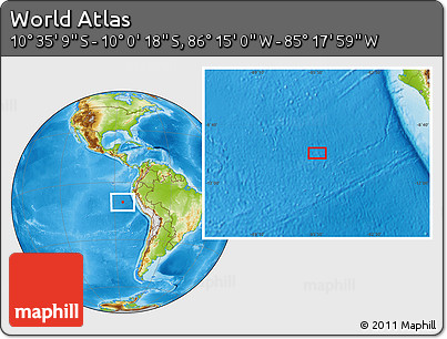 Physical Location Map of the Area around 10° 17' 43" S, 85° 46' 30" W