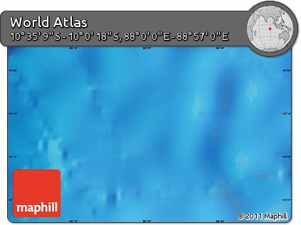 Physical Map of the Area around 10° 17' 43" S, 88° 28' 29" E