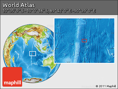 Physical Location Map of the Area around 10° 17' 43" S, 90° 10' 30" E