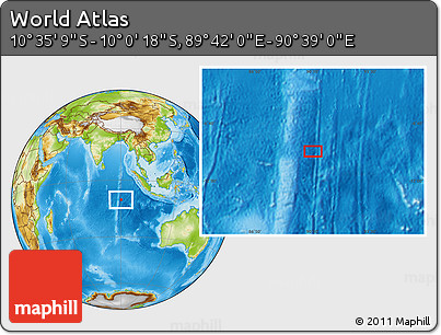Physical Location Map of the Area around 10° 17' 43" S, 90° 10' 30" E