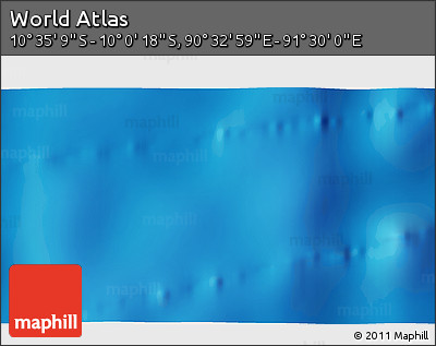 Shaded Relief 3D Map of the Area around 10° 17' 43" S, 91° 1' 30" E