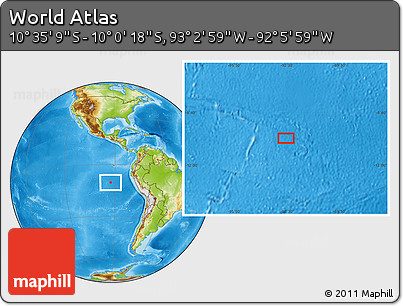 Physical Location Map of the Area around 10° 17' 43" S, 92° 34' 29" W