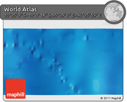 Shaded Relief 3D Map of the Area around 10° 17' 43" S, 96° 7' 30" E