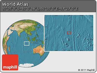 Satellite Location Map of the Area around 10° 17' 43" S, 96° 58' 29" E