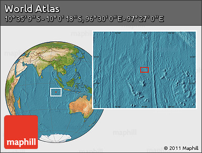 Satellite Location Map of the Area around 10° 17' 43" S, 96° 58' 29" E