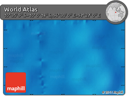 Physical Map of the Area around 10° 17' 43" S, 96° 58' 29" E