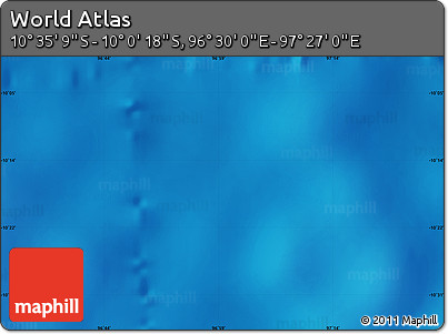 Physical Map of the Area around 10° 17' 43" S, 96° 58' 29" E
