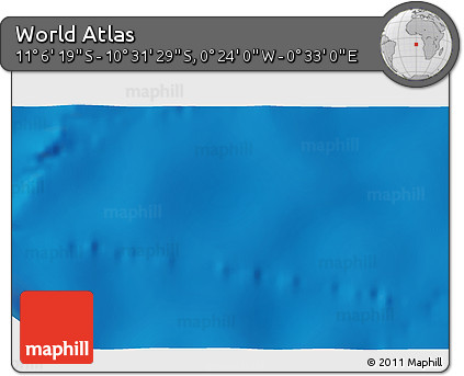 Shaded Relief 3D Map of the Area around 10° 48' 54" S, 0° 4' 30" E