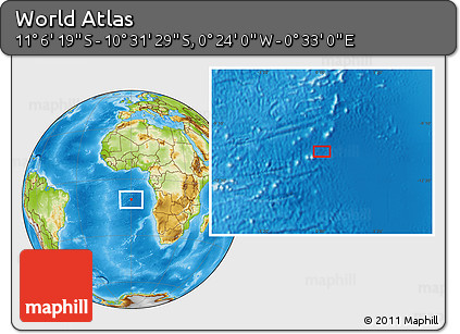 Physical Location Map of the Area around 10° 48' 54" S, 0° 4' 30" E