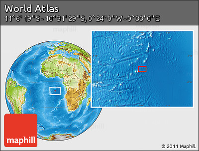 Physical Location Map of the Area around 10° 48' 54" S, 0° 4' 30" E