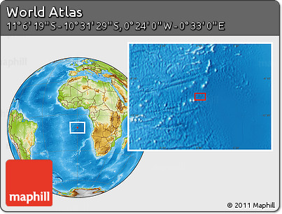 Physical Location Map of the Area around 10° 48' 54" S, 0° 4' 30" E