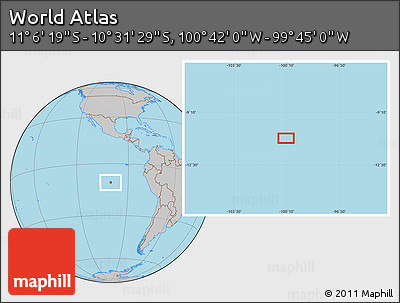 Gray Location Map of the Area around 10° 48' 54" S, 100° 13' 29" W