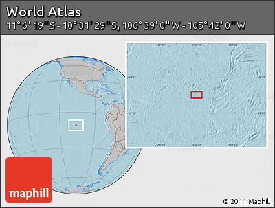 Gray Location Map of the Area around 10° 48' 54" S, 106° 10' 30" W, hill shading