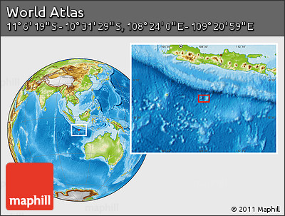 Physical Location Map of the Area around 10° 48' 54" S, 108° 52' 30" E