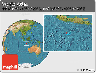 Satellite Location Map of the Area around 10° 48' 54" S, 108° 52' 30" E