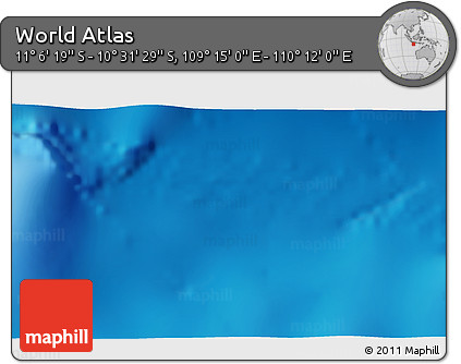 Shaded Relief 3D Map of the Area around 10° 48' 54" S, 109° 43' 29" E