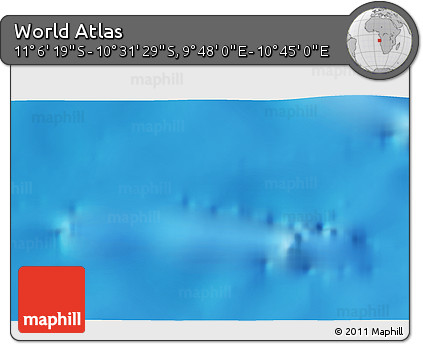 Shaded Relief 3D Map of the Area around 10° 48' 54" S, 10° 16' 30" E