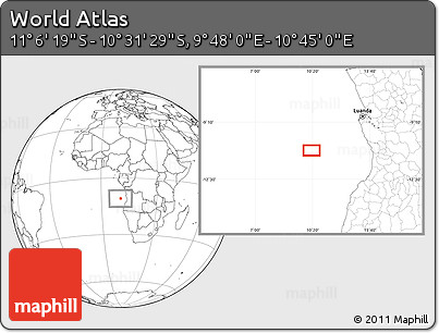 Blank Location Map of the Area around 10° 48' 54" S, 10° 16' 30" E