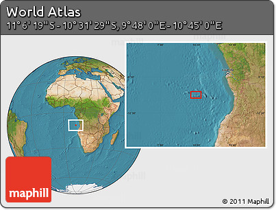Satellite Location Map of the Area around 10° 48' 54" S, 10° 16' 30" E