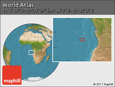 Satellite Location Map of the Area around 10° 48' 54" S, 10° 16' 30" E