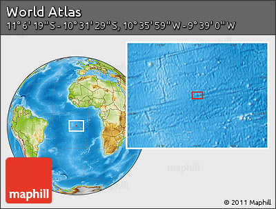 Physical Location Map of the Area around 10° 48' 54" S, 10° 7' 30" W