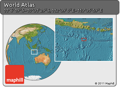 Satellite Location Map of the Area around 10° 48' 54" S, 113° 7' 30" E