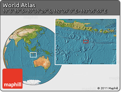 Satellite Location Map of the Area around 10° 48' 54" S, 113° 7' 30" E