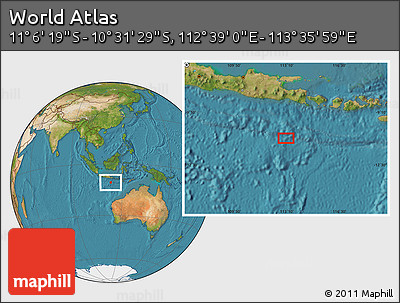 Satellite Location Map of the Area around 10° 48' 54" S, 113° 7' 30" E
