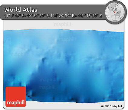 Physical 3D Map of the Area around 10° 48' 54" S, 114° 49' 29" E