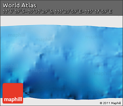 Physical 3D Map of the Area around 10° 48' 54" S, 114° 49' 29" E