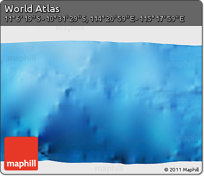 Physical 3D Map of the Area around 10° 48' 54" S, 114° 49' 29" E