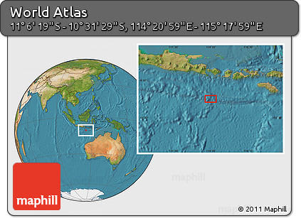 Satellite Location Map of the Area around 10° 48' 54" S, 114° 49' 29" E