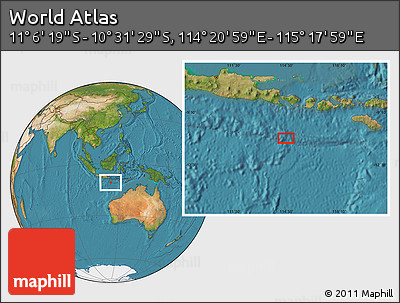 Satellite Location Map of the Area around 10° 48' 54" S, 114° 49' 29" E