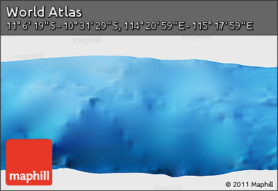Physical Panoramic Map of the Area around 10° 48' 54" S, 114° 49' 29" E
