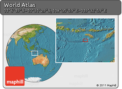 Satellite Location Map of the Area around 10° 48' 54" S, 119° 4' 29" E