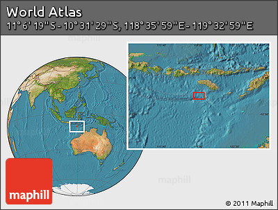 Satellite Location Map of the Area around 10° 48' 54" S, 119° 4' 29" E