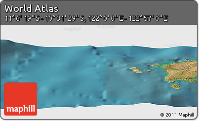 Satellite Panoramic Map of the Area around 10° 48' 54" S, 122° 28' 29" E