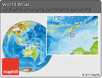 Physical Location Map of the Area around 10° 48' 54" S, 125° 1' 30" E