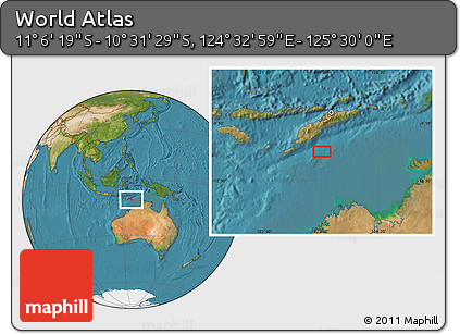 Satellite Location Map of the Area around 10° 48' 54" S, 125° 1' 30" E