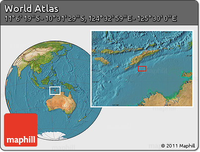 Satellite Location Map of the Area around 10° 48' 54" S, 125° 1' 30" E