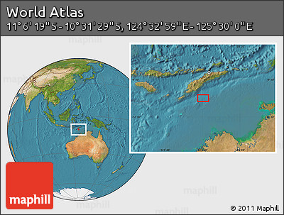 Satellite Location Map of the Area around 10° 48' 54" S, 125° 1' 30" E